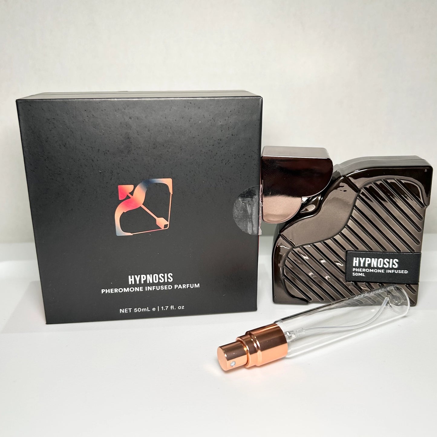 Cupid’s Hypnosis 3.0 pheromone-infused perfume with branded box and 8 mL travel-size bottle