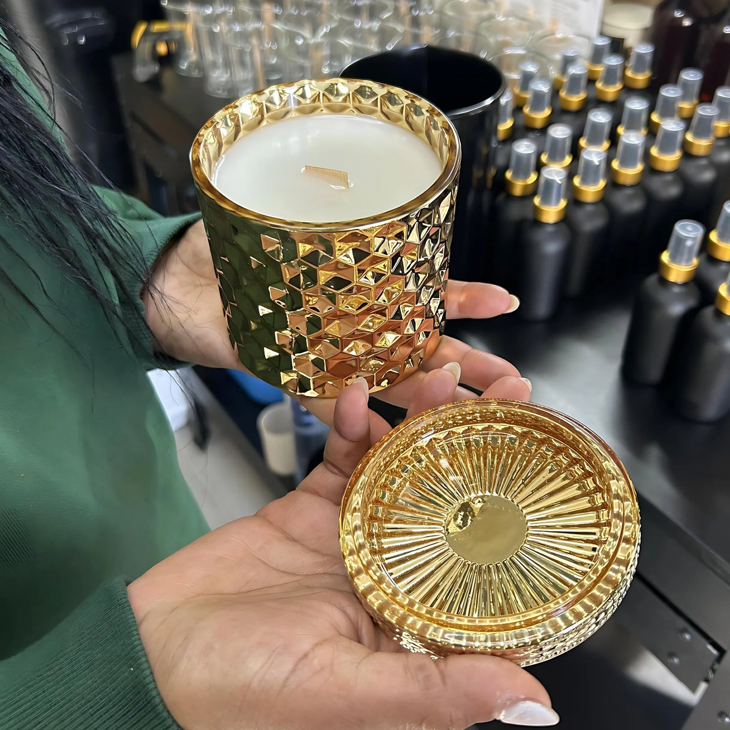Handmade Golden Candle Smells Opulent