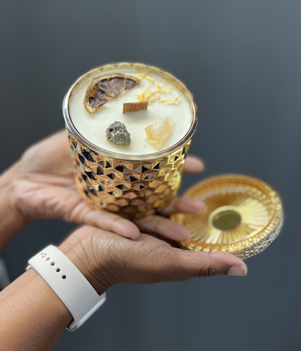 Handmade Golden Candle Smells Opulent