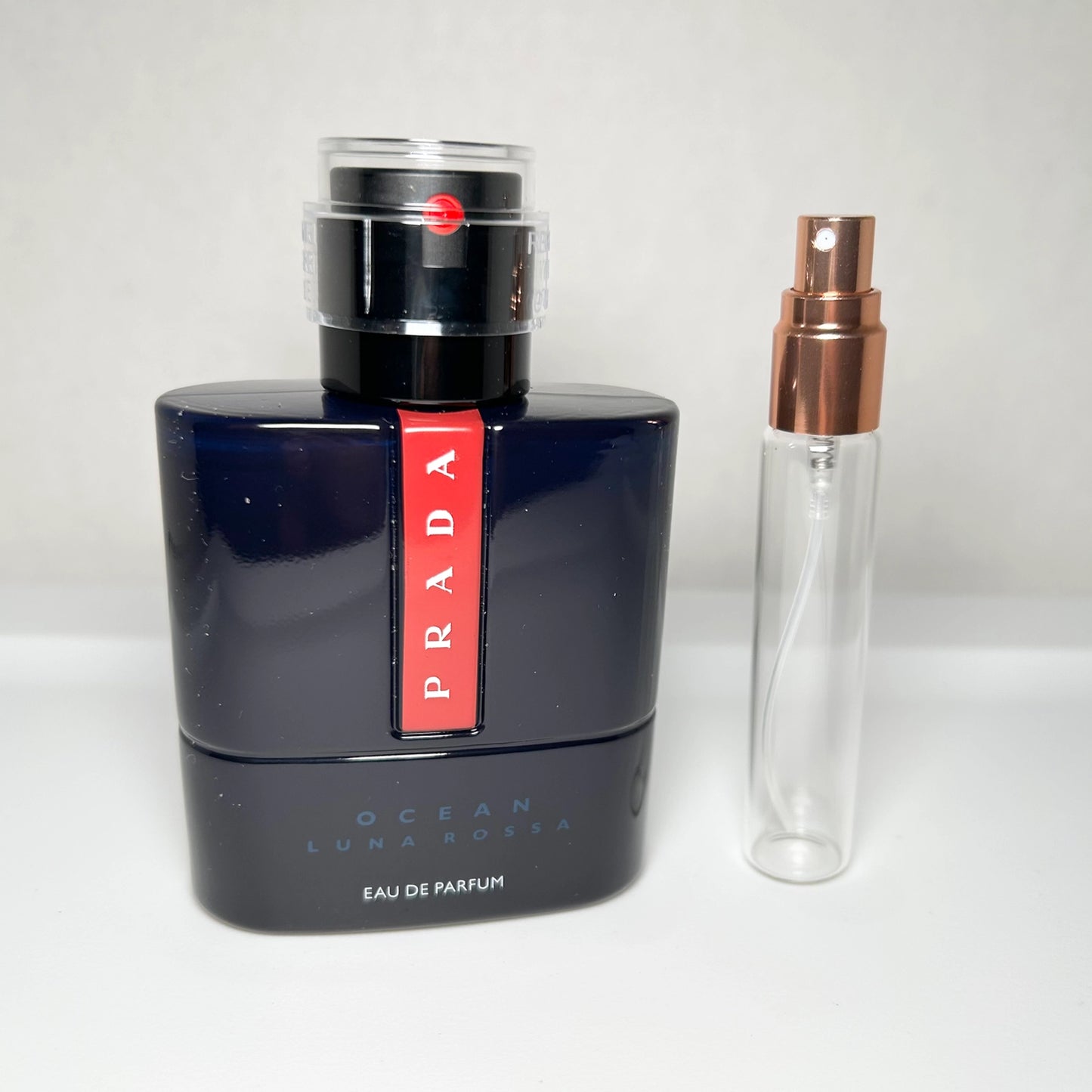 Prada Luna Rossa Ocean Eau De Parfum 8 mL travel-size decant spray, fresh woody men’s fragrance